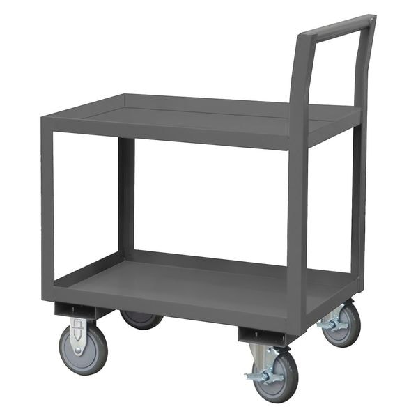 Low-Profile Utility Cart with Lipped Metal Shelves, Steel, 1,200 lb Load Capacity, 2 Shelves