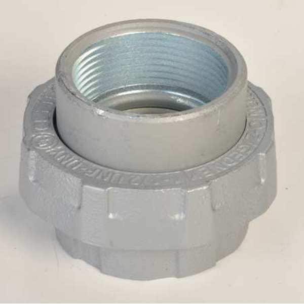 Rigid Union, 2-1/2 in, Threaded, Malleable Iron, Powder Coated, Silver