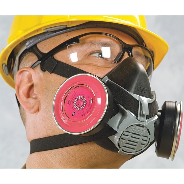 Half Mask Respirator Kit:  2 Cartridges Included, Organic Vapor (OV), P100, Threaded, Size L