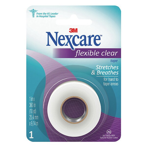 First Aid Tape, Flexible, Clear, 1", PK24