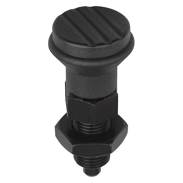 Indexing Plunger D1= 3/8-16, D=5, Style D, Lockout Type w Locknut, Stainless Steel Hardened