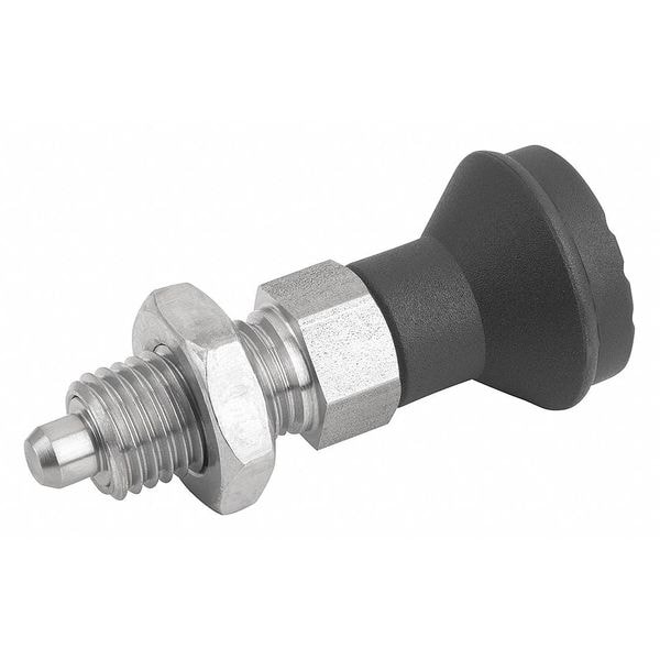 Indexing Plunger D1= M16X1, 5, D=8, Style B, Non-Lockout w Locknut, Stainless Steel Hardened