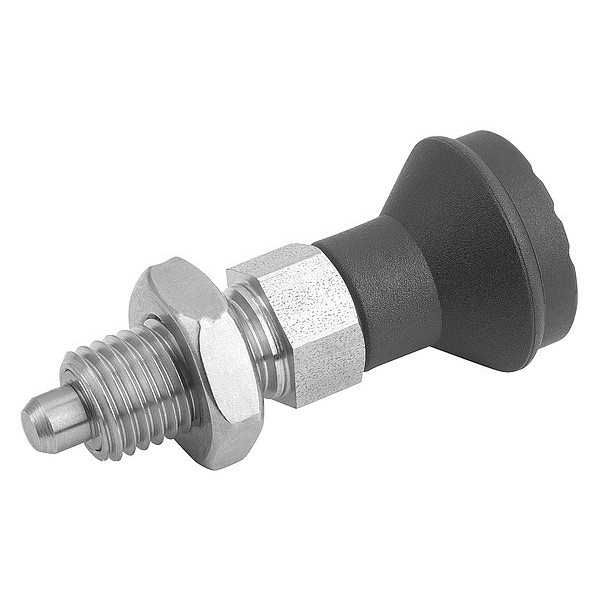 Indexing Plunger D1= M16X1, 5, D=8, Style B, Non-Lockout w Locknut, Stainless Steel Not Hardened