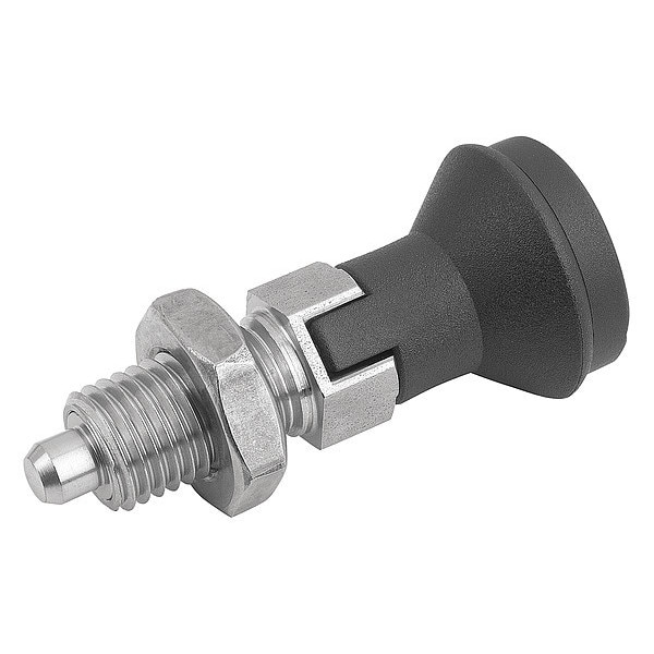 Indexing Plunger D1= M16X1, 5, D=8, Style D, Lockout Type w Locknut, Stainless Steel Hardened