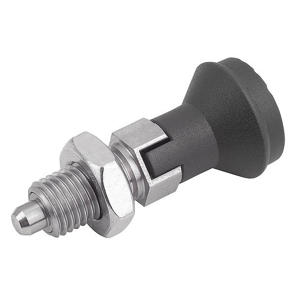 Indexing Plunger D1= M12X1, 5, D=6, Style D, Lockout Type w Locknut, Stainless Steel Not Hardened