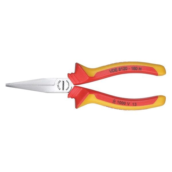 Insulated Flat Nose Pliers, 6-1/4"