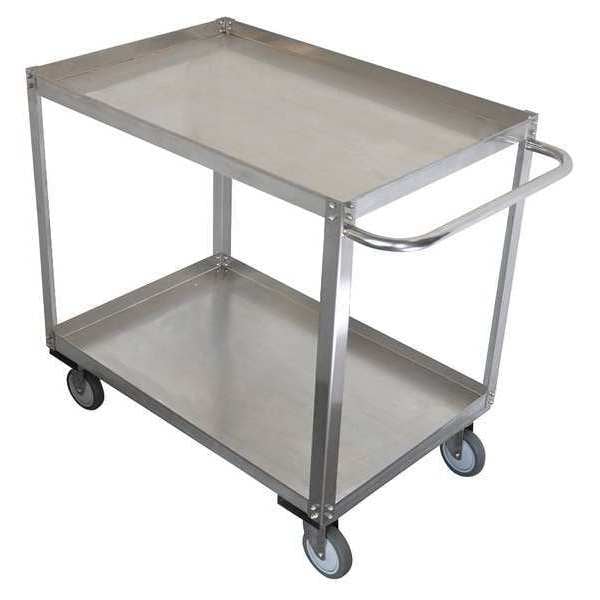Corrosion-Resistant Utility Cart with Lipped Metal Shelves, Stainless Steel, 1,200 lb Load Capacity