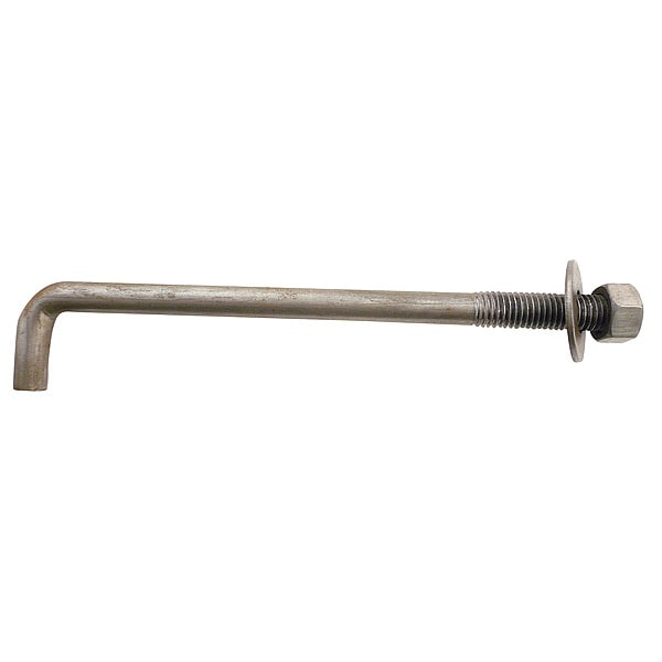 L-Hook, 3/8"-16, 6" L, Carbon Steel Plain, 25 PK