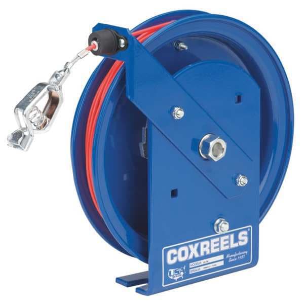 Cable Reel, 100 ft, 15" H, Spring, Blue, MD