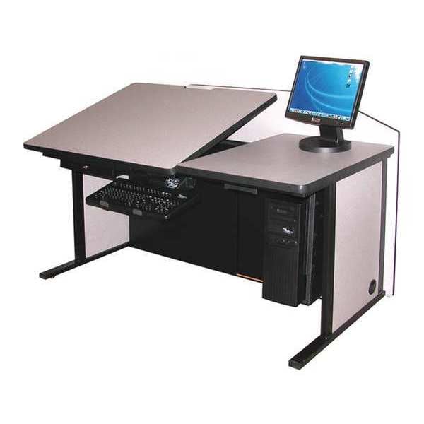 Drafting Station CAD/Dft., w/Wire Comp, Dft 36"x30", 30" D X 29-1/4" H, 66" W X Laminate