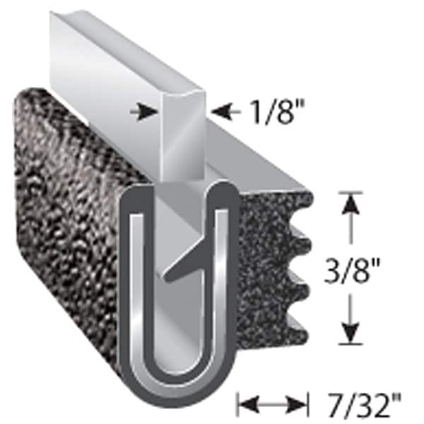 Trim Seal, 250 ft L, Black, PVC, 9/32 in W