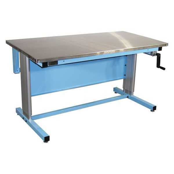 Workstation, Ergo, Stainless Steel, Lt Blue