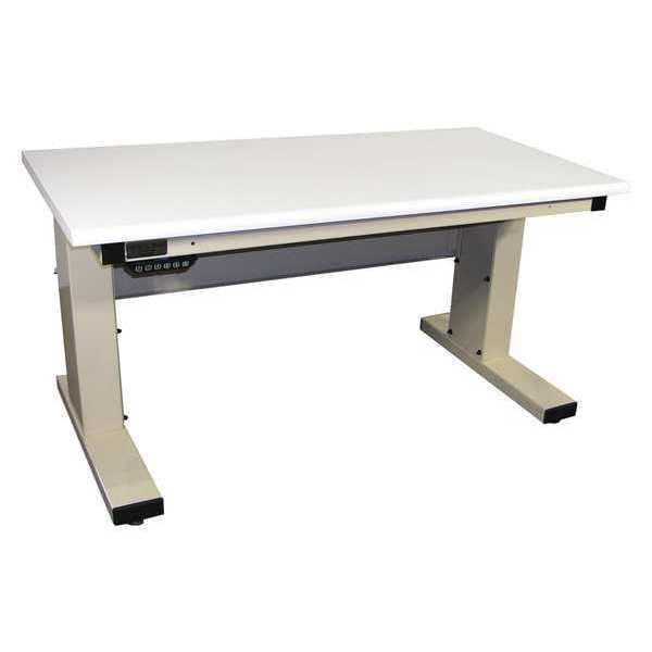 Workstation, Adj, Plast., Rolled Edge, Beige