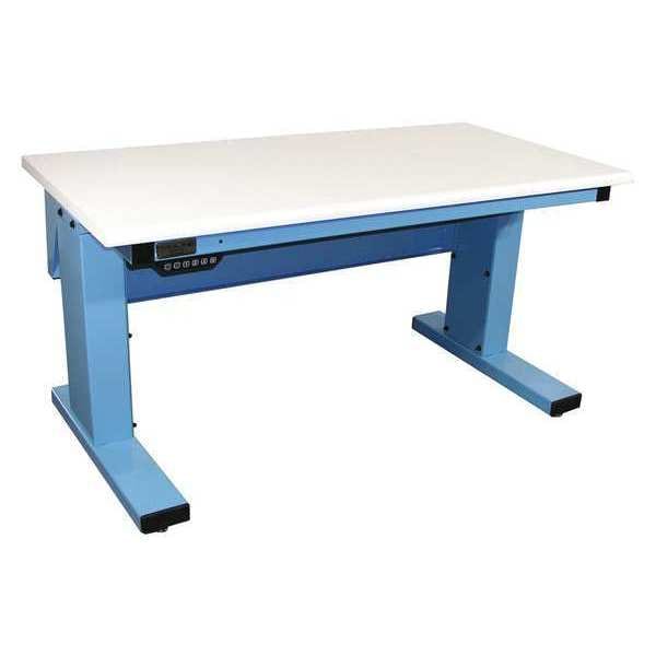 Workstation, Adj, Plast., Rolled Edge, Blue