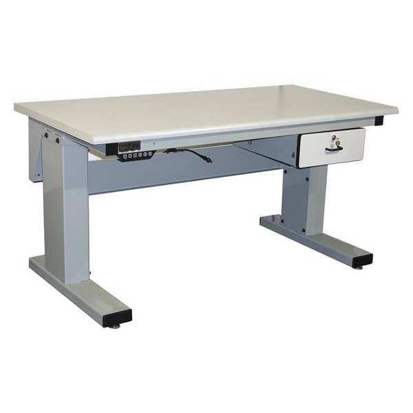 Workstation, Adj, Plast., Rolled Edge, Gray