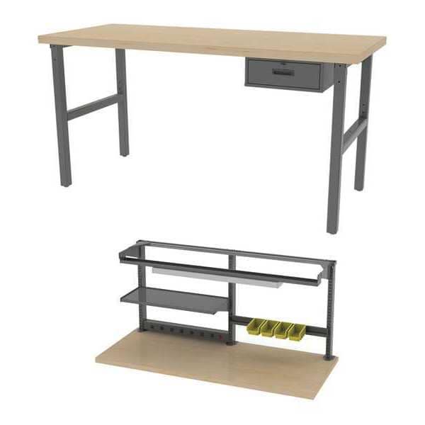 Leveling Feet Workbenches, 72" W, 28-3/4" to 37-1/4" Height