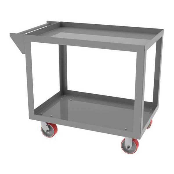 Cart, 24"Dx42"L, 2 Shelf, Retainer Lip