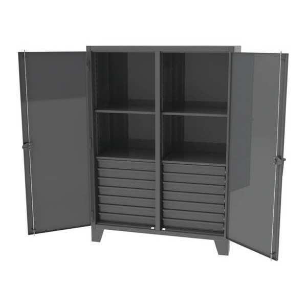 Combo Drawer Storage Cabinet, 84 in H, 60 in W, 4 Shelves, 14 Drawers