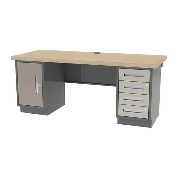 Workstation Desk Work Station, 9 ft. Lab Height, 9 ft. W X Hardwood, Maple