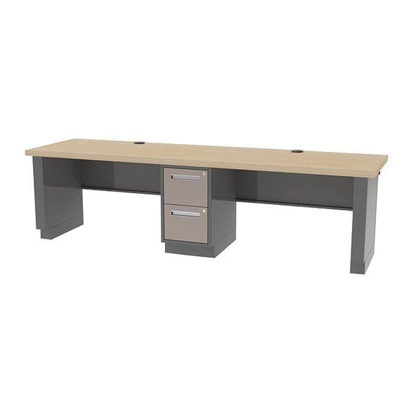 Workstation Desk Workstation, 10 ft. H, Hardwood, Maple