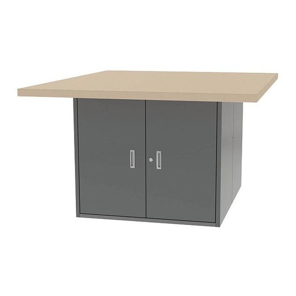 Student Bench, 4 Lockers, 2-1/4" Maple Top, 54" W, 33-3/4" Height