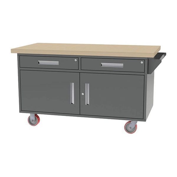 Two Drawer/Double Door Mobile Bench, 60" W, 34" Height