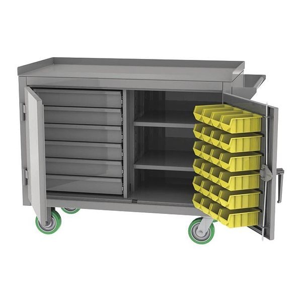 Mobile Bench, 6 Drawer/Shelf, 36"x42"