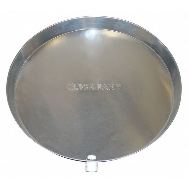 Water Heater Pan, 25-3/4 in OD, 24 in ID, 2-1/2 in D, Aluminum Pan, 1in IPS/MIPT Fitting, PVC Fitting
