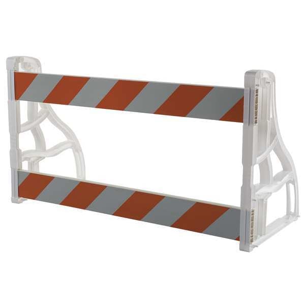 A-Cade Barricade Kit, Polypropylene, Engineer, 40 in Height, 72 in Length, 34 lb, Orange/White