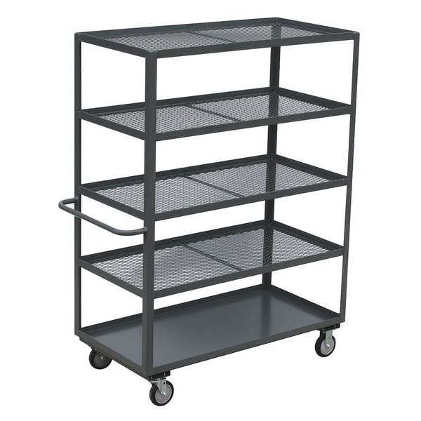 Open Stock Cart, 12 ga. Steel, 1,400 lb Load Capacity, 5 Shelves, 54 in L, 25 in W, 67 in H
