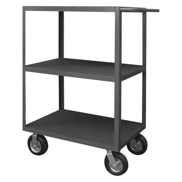 Flat Shelf Utility Cart, 14 ga. Steel/Vinyl (Matting), 1200 lb Load Capacity, 3 Shelves, 42-1/4" L