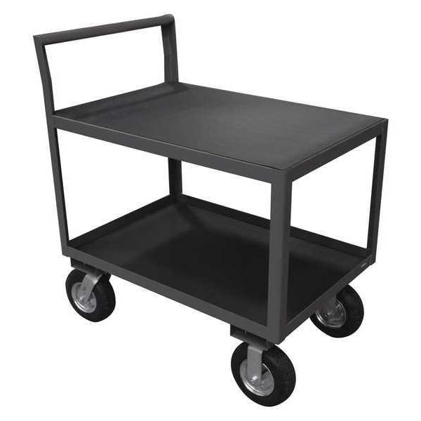 Flat Shelf Utility Cart, 14 ga. Steel/Vinyl (Matting), 1200 lb Load Capacity, 2 Shelves, 39" L