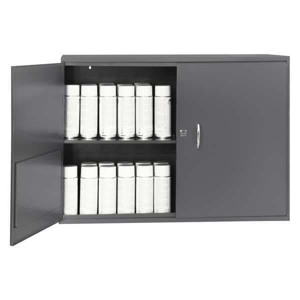 Wall Mount Storage Cabinet, 23-7/8 in H, 33-3/4 in W, Gray