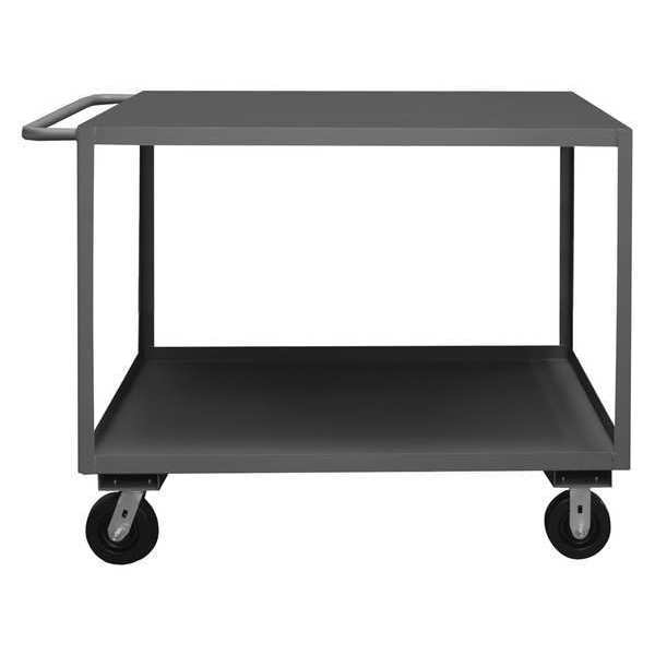 Flat Shelf Utility Cart, 14 ga. Steel, 3000 lb Load Capacity, 2 Shelves, 66-1/4" L, 30-1/4" W