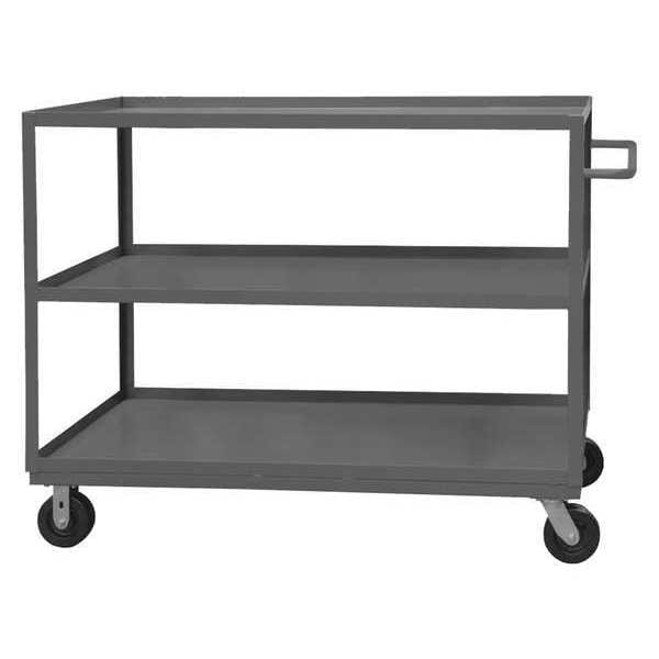 Flat Shelf Utility Cart, 14 ga. Steel, 3000 lb Load Capacity, 2 Shelves, 66-1/4" L, 30-1/4" W