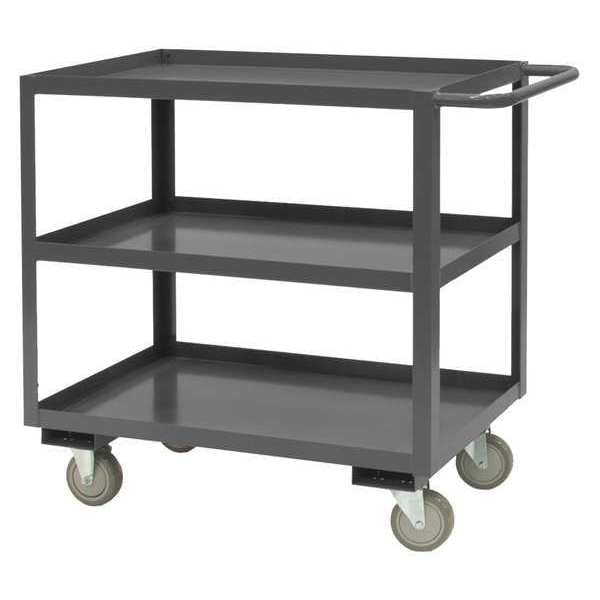 Flat Shelf Utility Cart, 14 ga. Steel, 1200 lb Load Capacity, 3 Shelves, 66-1/4" L, 30-1/4" W