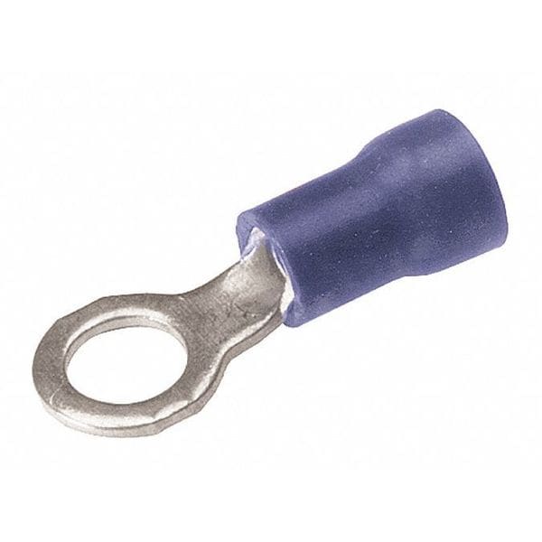 Ring Terminal, #4 to #6 Stud Size, 14 AWG, 600 V, Vinyl Insulated, Blue