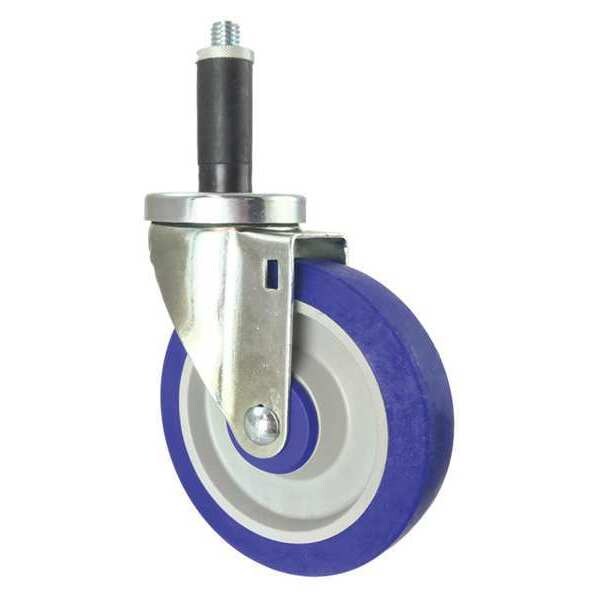 Swivel Stem Caster, Blue Rubber, 5"