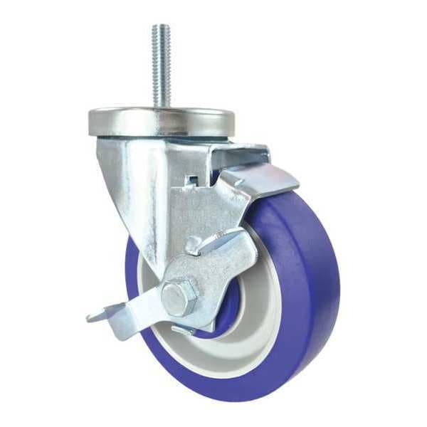 Swivel Stem Caster, Side Strap, Rubber, 4"