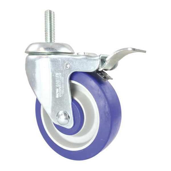 Swivel Stem Caster, Total Lock, Rubber, 4"
