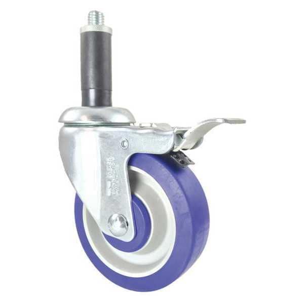 Swivel Stem Caster, Total Lock, Rubber, 4"