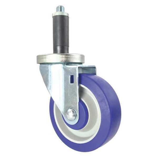 Swivel Stem Caster, Blue Rubber, 4"