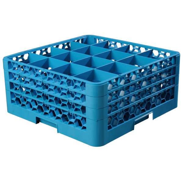 Glass Rack w/3 Extenders, 16 Comp, PK2