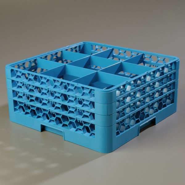 Glass Rack w/3 Extenders, 9 Comp, PK2