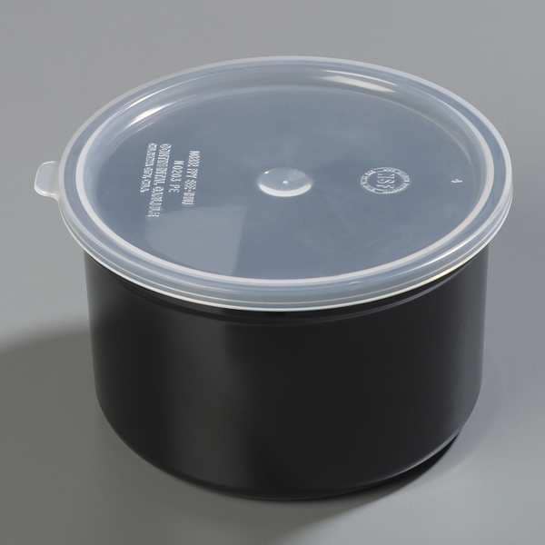 Poly-Tuf Crock w/Lid, 1.5 qt, Black, PK6