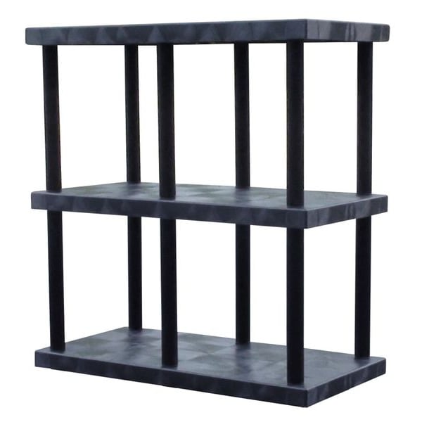Plastic Shelving, 24 in D, 48 in W, 3 Shelves, Black