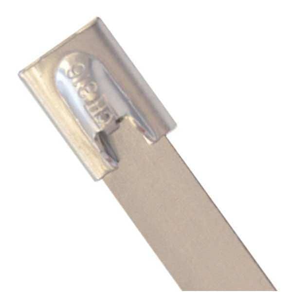 Cable Tie, 18 in L, 4 in Max Bundle Dia., Silver, 316 Stainless Steel, 800 lb Strength, 10 PK