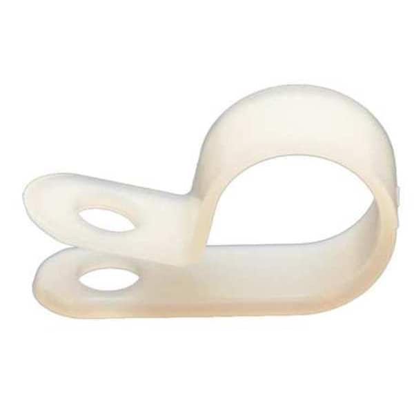 Cable Clamp, Nylon 6/6, 3/4 in Bundle Dia., White, 100 PK