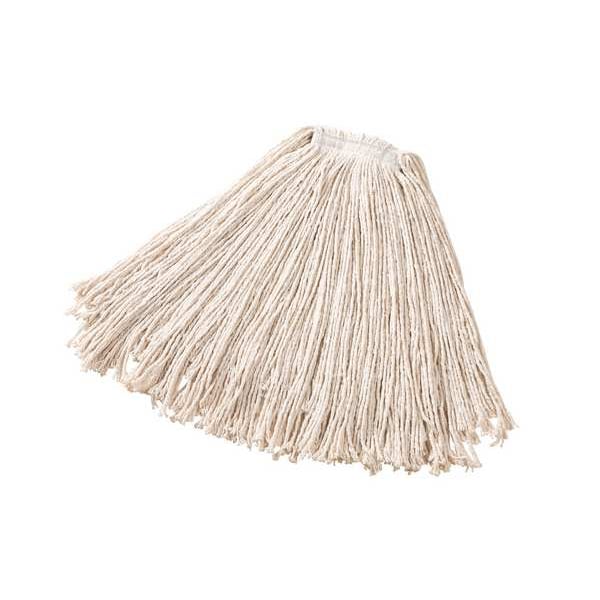 1 in String Wet Mop, 28 oz Dry Wt, Slide On Connection, Cut-End, White, Cotton/Synthetic, PK12