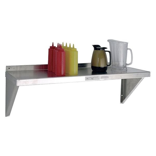 Aluminum Wall Shelf, 12"D x 60"W x 13-1/4"H, Silver